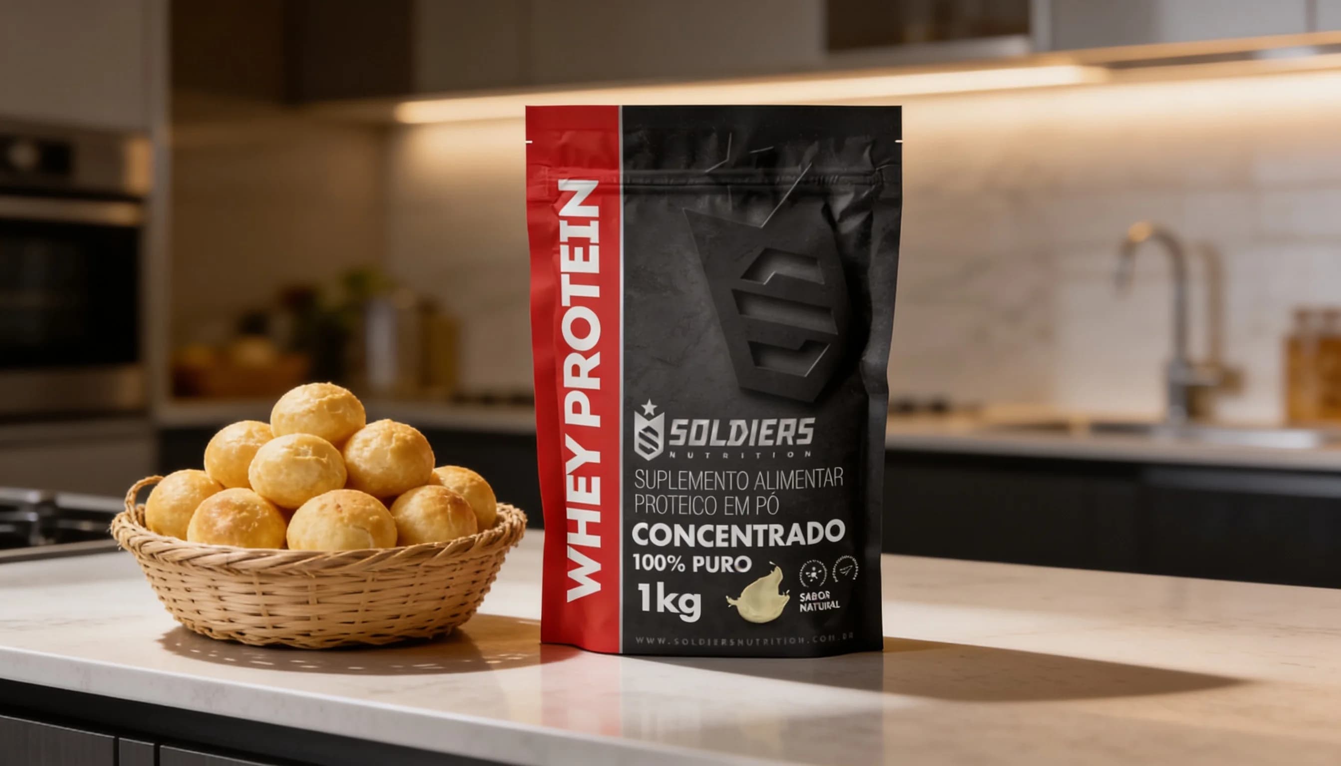 pão de queijo fit com whey natural